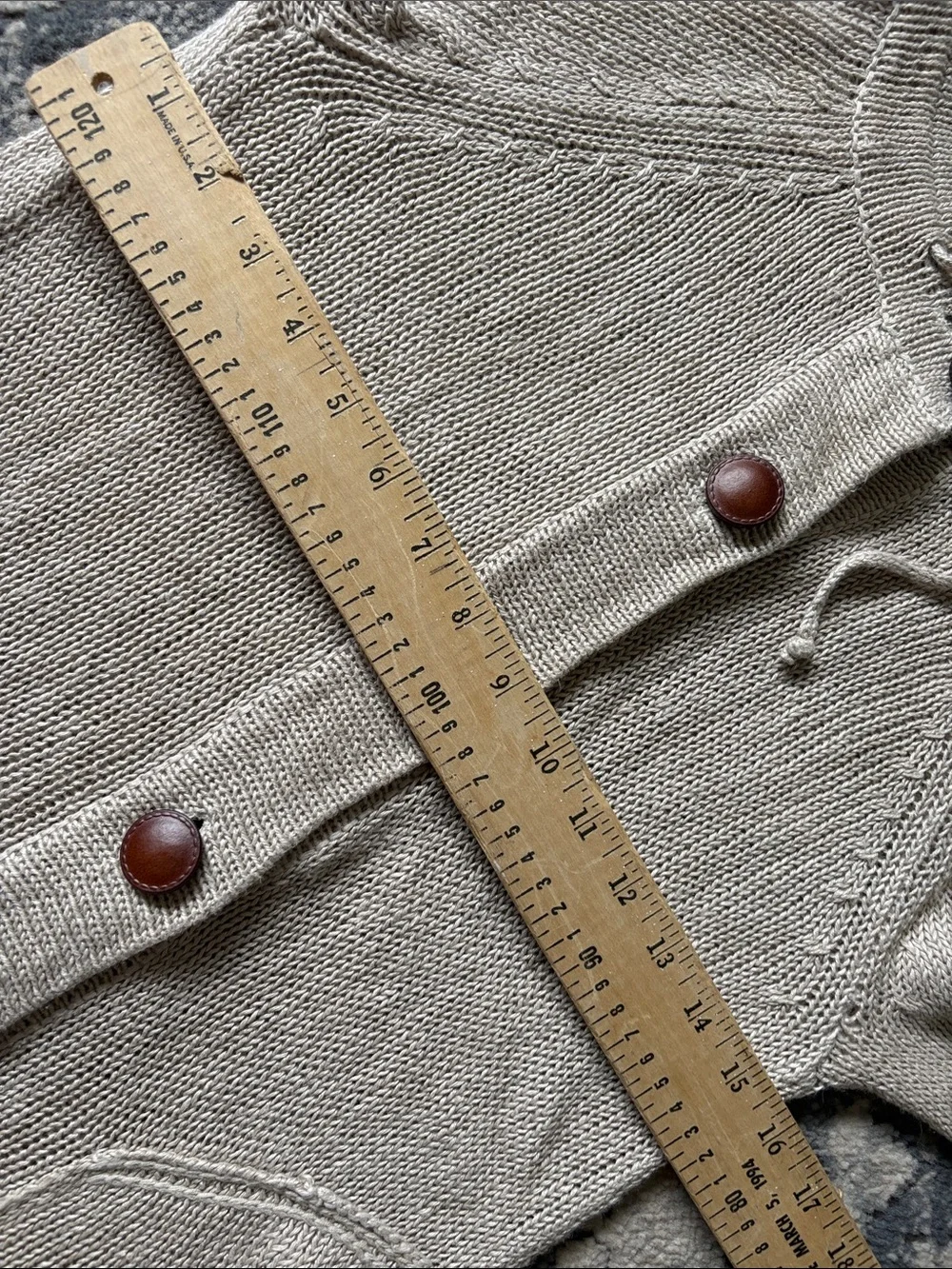 J. Crew 100% linen Button-Front Knit Cardigan Sweater with leather buttons